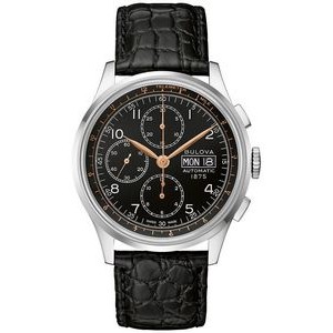 Joseph Bulova® Men's Classic Swiss Automatic Watch w/Black Chronograph Dial