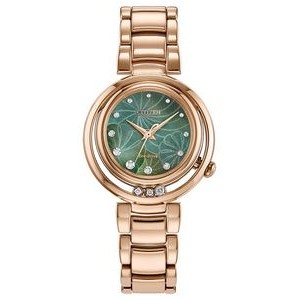 Citizen® Ladies' Arcly Gold Stainless Steel Bracelet Watch w/Green Dial