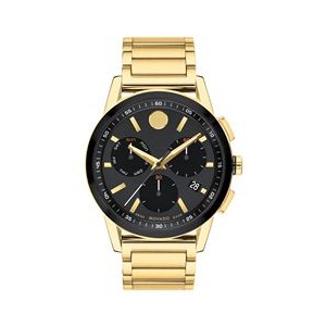 Movado Gent's Chrono Sports Yellow Gold Watch w/Black Chrono Dial