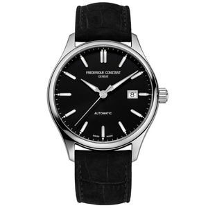 Frederique Constant® Men's Classic Automatic Black Leather Strap Watch w/Black Dial