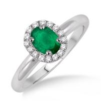 Jilco Inc. Oval Cut Emerald & Diamond Ring