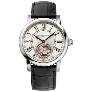 Frederique Constant® Men's Manufacture Alligator Strap Watch w/White Dial