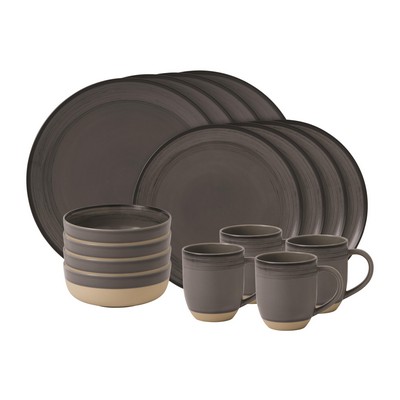 Royal Doulton® ED Brushed Glaze Charcoal Gray Dishware Set (16 Piece Set)