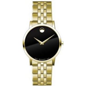 Movado Museum Classic Gents Yellow Gold PVD Finished Watch & Bracelet w/Black Dial