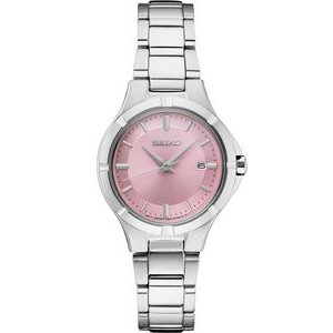 Seiko Ladies Essential Stainless Steel Watch w/Pink Dial