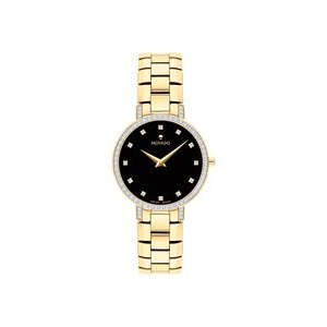Movado Faceto PVD Finished Watch w/Black Dial Diamonds