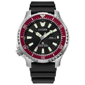 Citizen® Men's Promaster Dive Polyurethane Automatic Bracelet Watch w/Black Dial