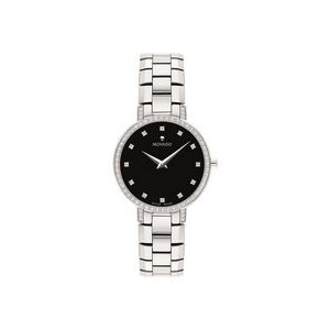Movado Faceto Ladies Stainless Steel Watch w/Diamonds