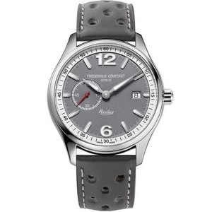 Frederique Constant® Men's Vintage Rally Automatic Gray Leather Strap Watch w/Gray Dial