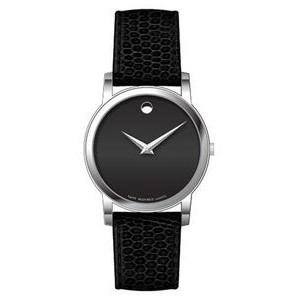 Movado Men's Classic Museum Stainless Steel Watch w/Black Leather Strap