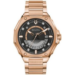 Bulova® Men's Precisionist X Rose Gold Tone Watch w/Black Dial