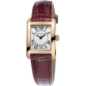 Frederique Constant® Ladies Quartz Leather Strap Watch w/Silver-Tone Dial