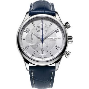 Frederique Constant® Men's Runabout Automatic Blue Leather Strap Watch w/Silver-Tone Dial