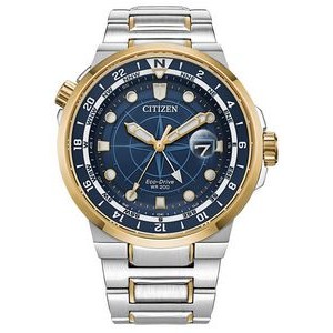 Citizen® Men's Endeavor Two-Tone Stainless Steel Eco-Drive Watch w/Blue Dial