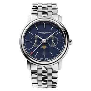 Frederique Constant® Men's Classics Business Timer Stainless Steel Watch w/Navy Blue Dial