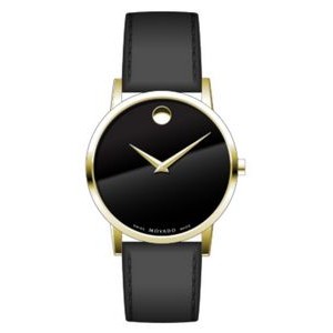 Movado Men's Classic Museum Watch w/Black Dial & Yellow Gold Case
