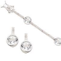 Jilco Inc. Bezel Set White Topaz Bracelet & Earring Set