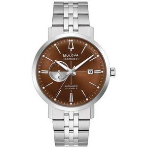 Belova® Men's Automatic Aerojet Stainless Steel Watch w/Brown Dial