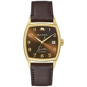 Bulova® Frank Sinatra Men's Automatic Brown Leather Strap w/Whiskey Color Sunray Dial