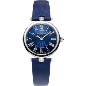 Frederique Constant® Ladies Classic Quartz Blue Satin Strap Watch w/Blue Dial
