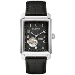 Bulova® Men's Automatic Classic Watch w/Black Leather Strap