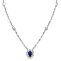 Jilco Inc. Blue Sapphire & Diamond Pendant Necklace