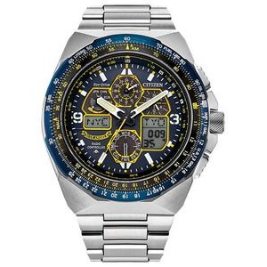 Citizen® Men's Skyhawk Stainless Steel Eco-Drive Bracelet Watch w/Blue Bezel