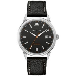 Bulova® Frank Sinatra Men's Automatic Watch w/Black Leather Strap & Black Dial