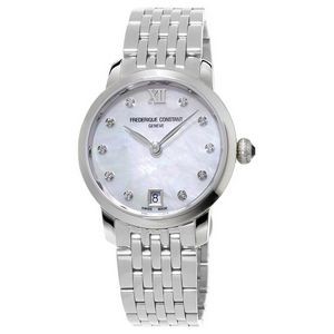 Frederique Constant® Ladies FC Slimline Quartz Silver-Tone Stainless Steel Watch w/Silver Dial