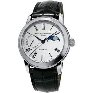 Frederique Constant® Men's FC Manufacture Black Leather Strap Watch w/Silver-Tone Dial