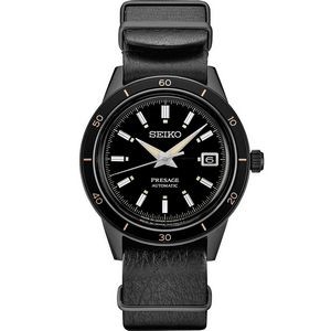 Seiko Presage Style 60s Black Ion Finish Automatic Watch w/Black Dial