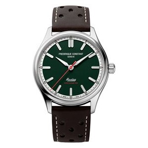 Frederique Constant® Men's Vintage Rally Healey Leather Strap Watch w/Green Dial