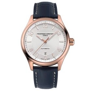 Frederique Constant® Runabout Leather Strap Watch w/Silver-Tone Dial