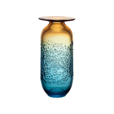 Orrefors Kosta Boda Aurora Vase (Blue/Amber Brown - 14.375"H)