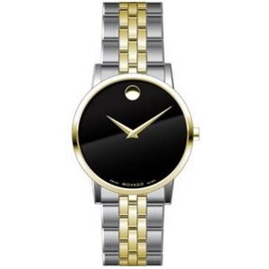 Movado Museum Classic Gents Stainless Steel Yellow Gold PVD Watch & Bracelet w/Black Dial