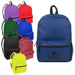 Backpack with front zipper pocket, main zipper compartment with double zipper pulls