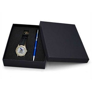 Executive Gift Set with Sleek 2-tone Dress Watch & Aluminum Pen