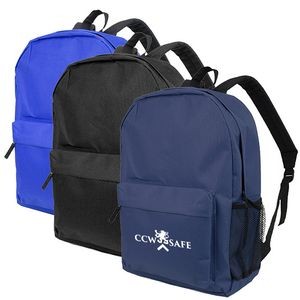 Backpack with front zipper pocket, main zipper compartment with double zipper pulls