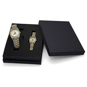 Designer Bracelet Watch Set w/Gold Tone Brass Ring & Stainless Steel Bracelet Band