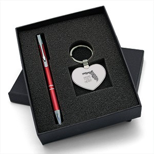 Lovely Gift Set with Polished Heart Shaped Keychain & Aluminum Pen makes a perfect giveaway