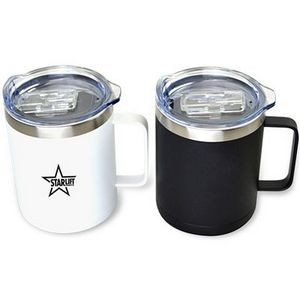 12 Oz. Double Wall Stainless Steel Vacuum Insulated Mug With Clear Plastic Lid
