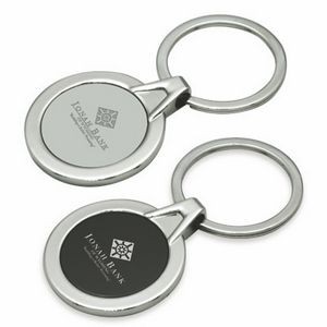 Stylish keychain in polished chrome finish, with mirror-like middle insert