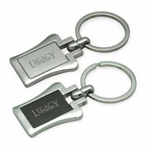 Stylish keychain in polished chrome finish, with mirror-like middle insert