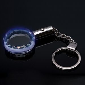 LED Crystal Key Chain w/ Round Fob