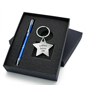 Lovely Gift Set with Polished Star Shaped Keychain & Aluminum Pen