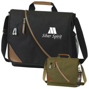 Deluxe Executive Messenger Bag w/ Leatherette Trim