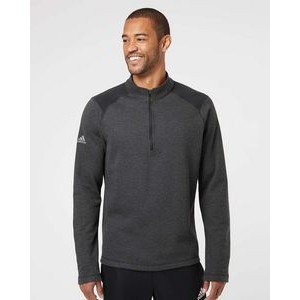 Adidas Heathered Quarter Zip Pullover w/Colorblocked Shoulders