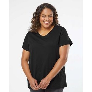 LAT Curvy Collection Women's Fine Jersey V-Neck Tee
