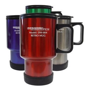 14 Oz. Sculptured stainless steel dbl wall insulated Travel Mug (3-5 Days)