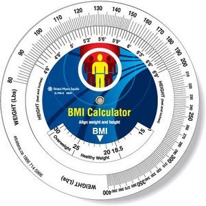 .020 White Plastic Body Mass Index Wheel Calculator (6" dia.), Full Color